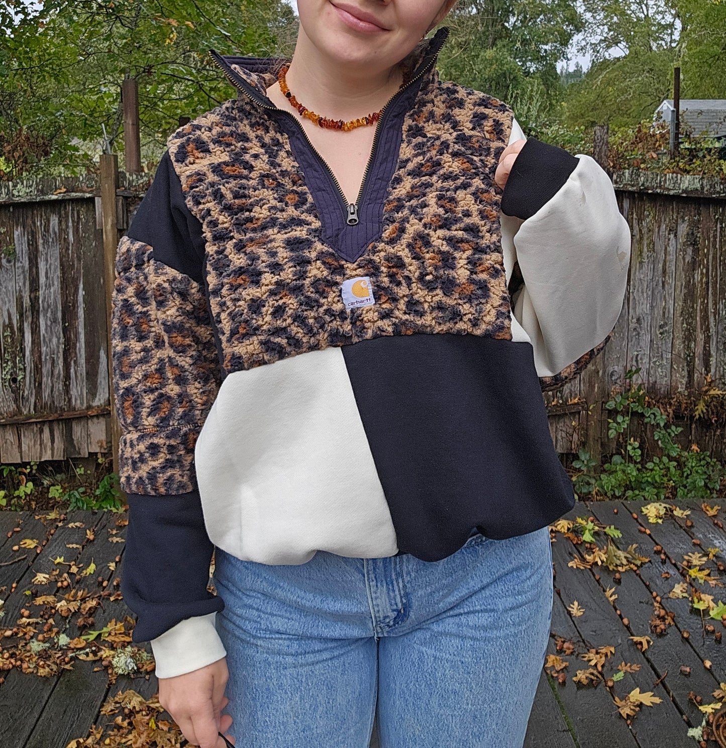 Cheetah quarter zip