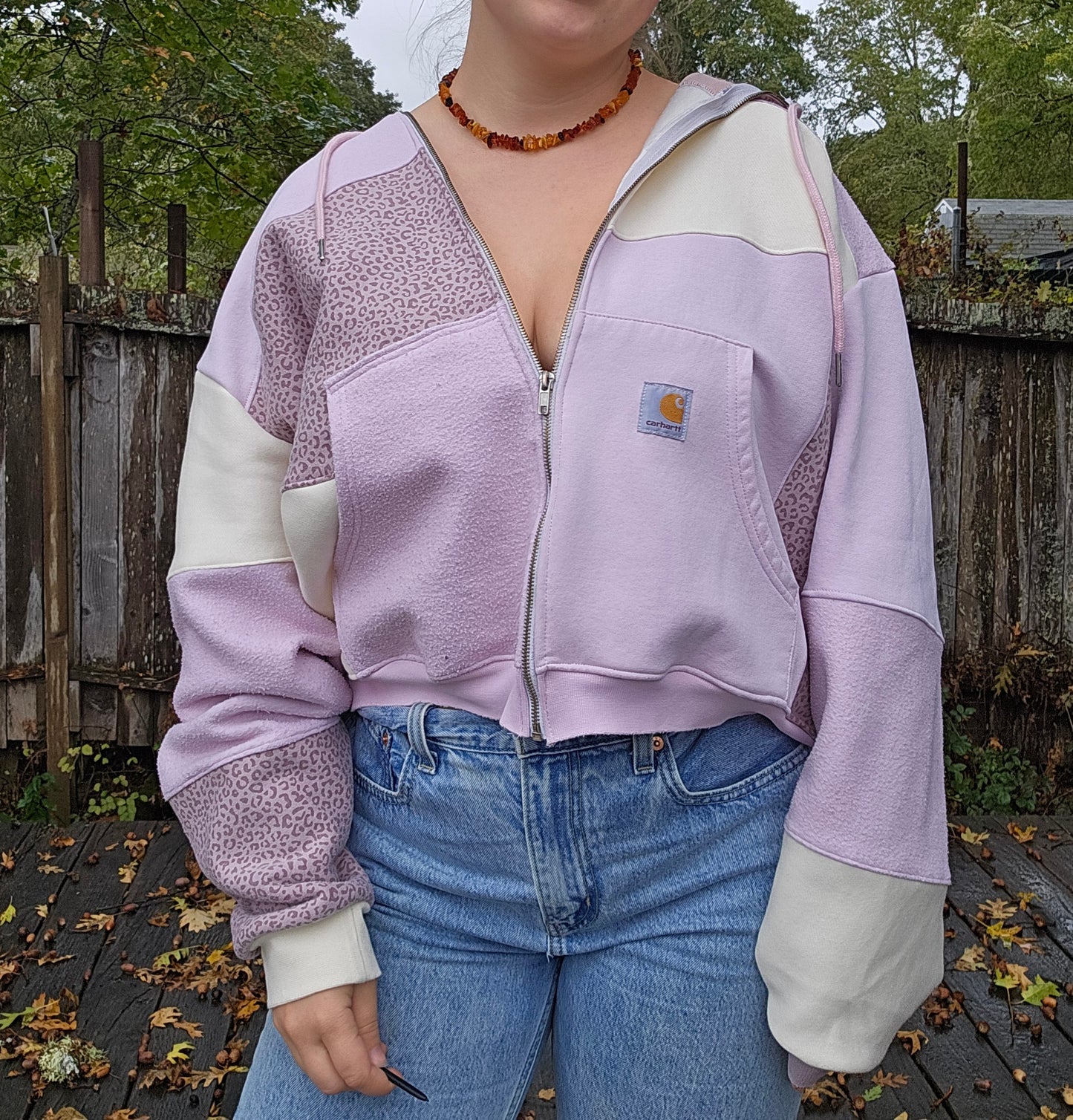 Strawberry cheetah zip up