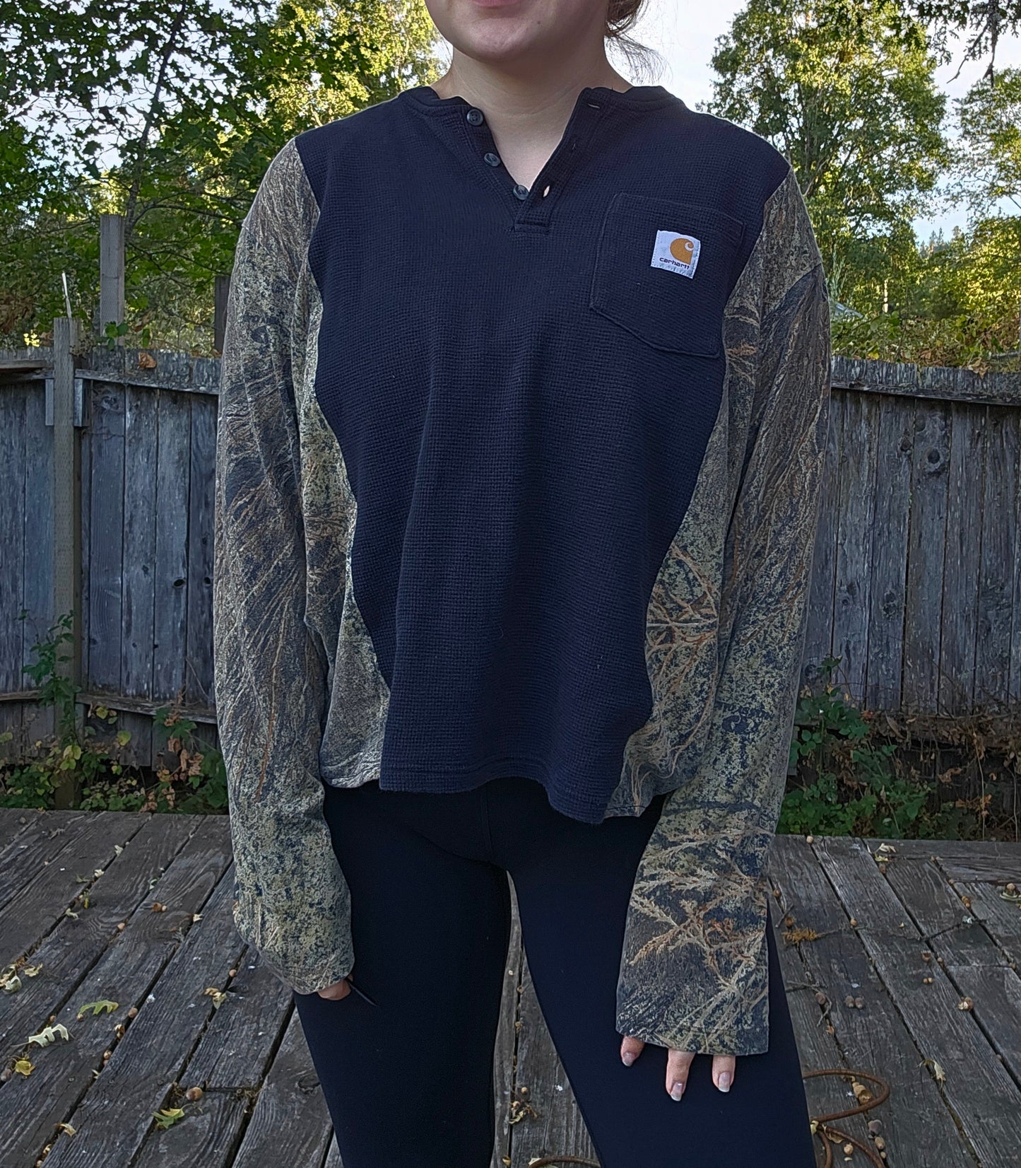 Camo waffle henley