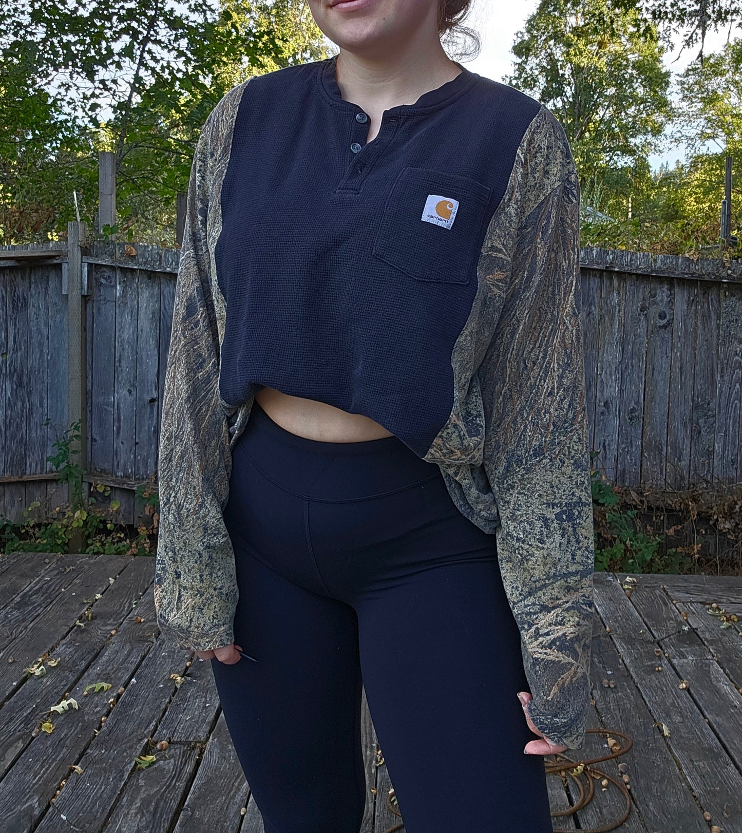 Camo waffle henley