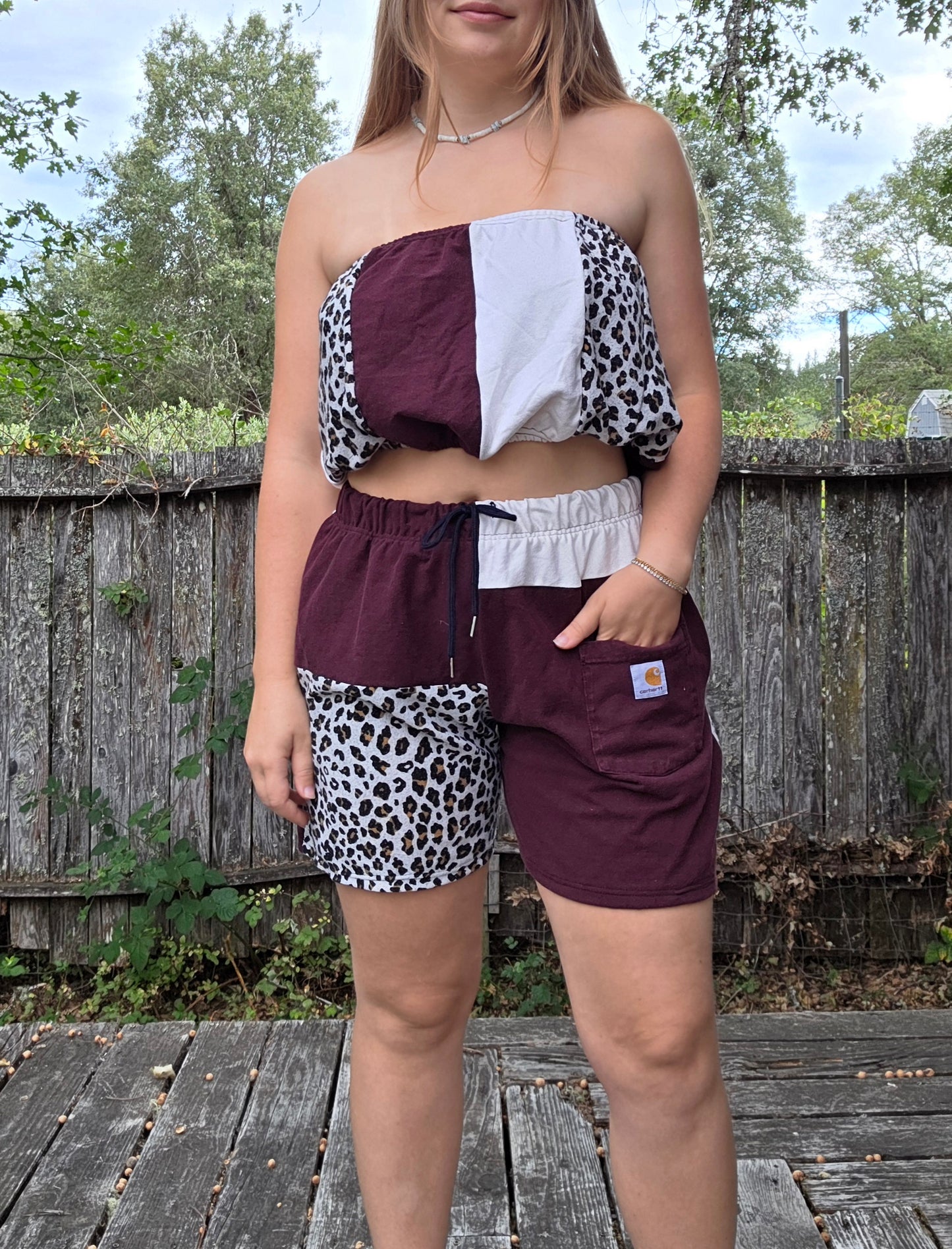 Burgandy short T set (xl)