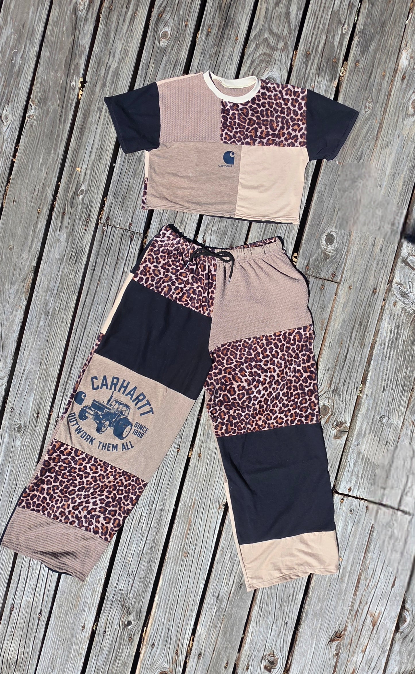 Tan cheetah T set (m/l)