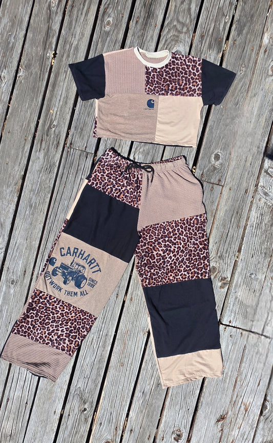 Tan cheetah T set (m/l)