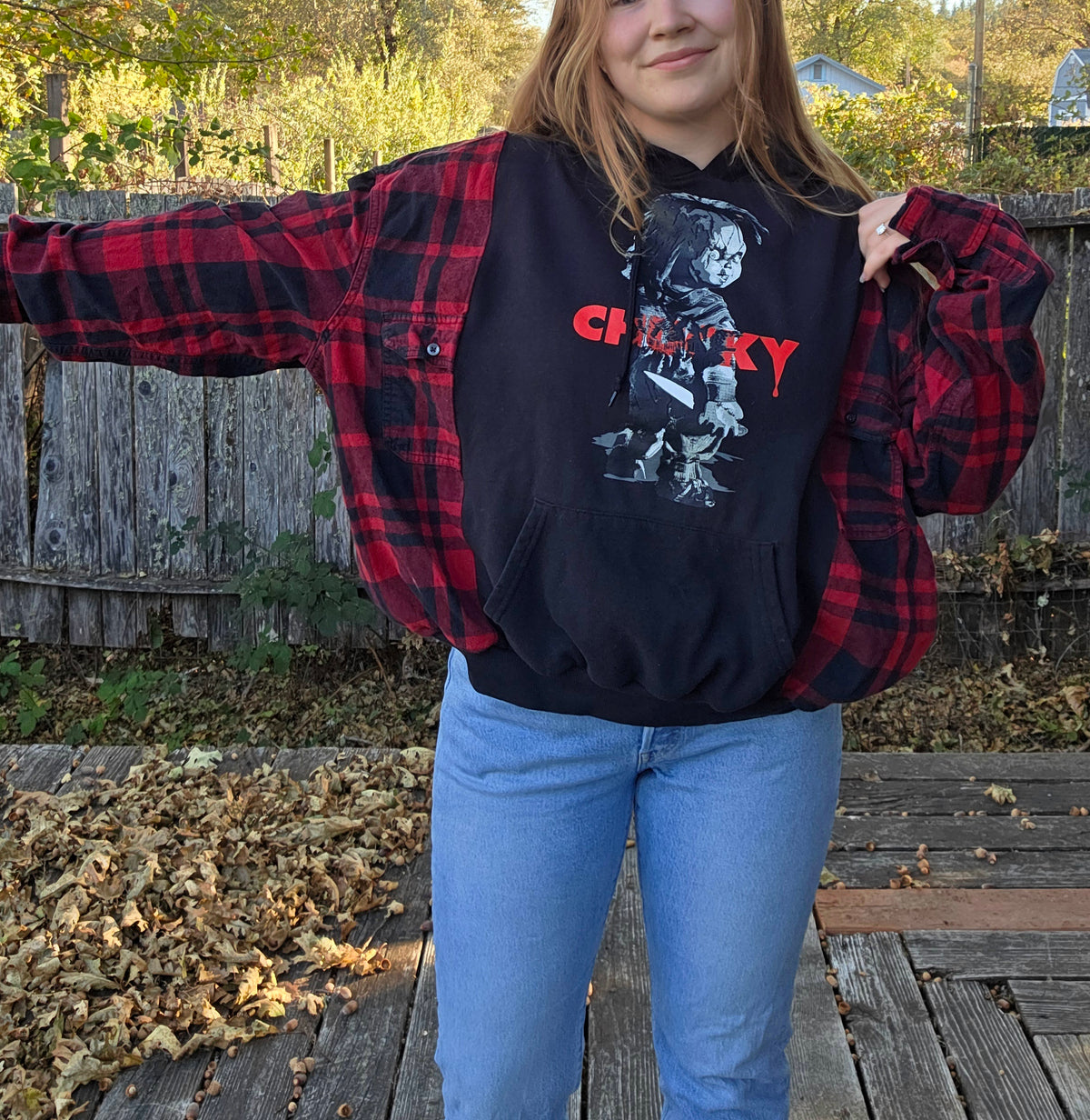 Chucky flannel hoodie (xl)