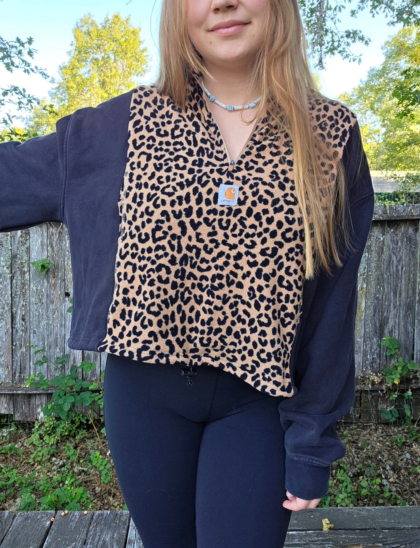 Cheetah quarter zip (l)