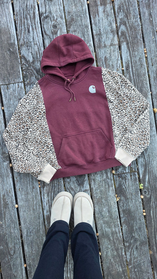 Split cheetah hoodie (l)