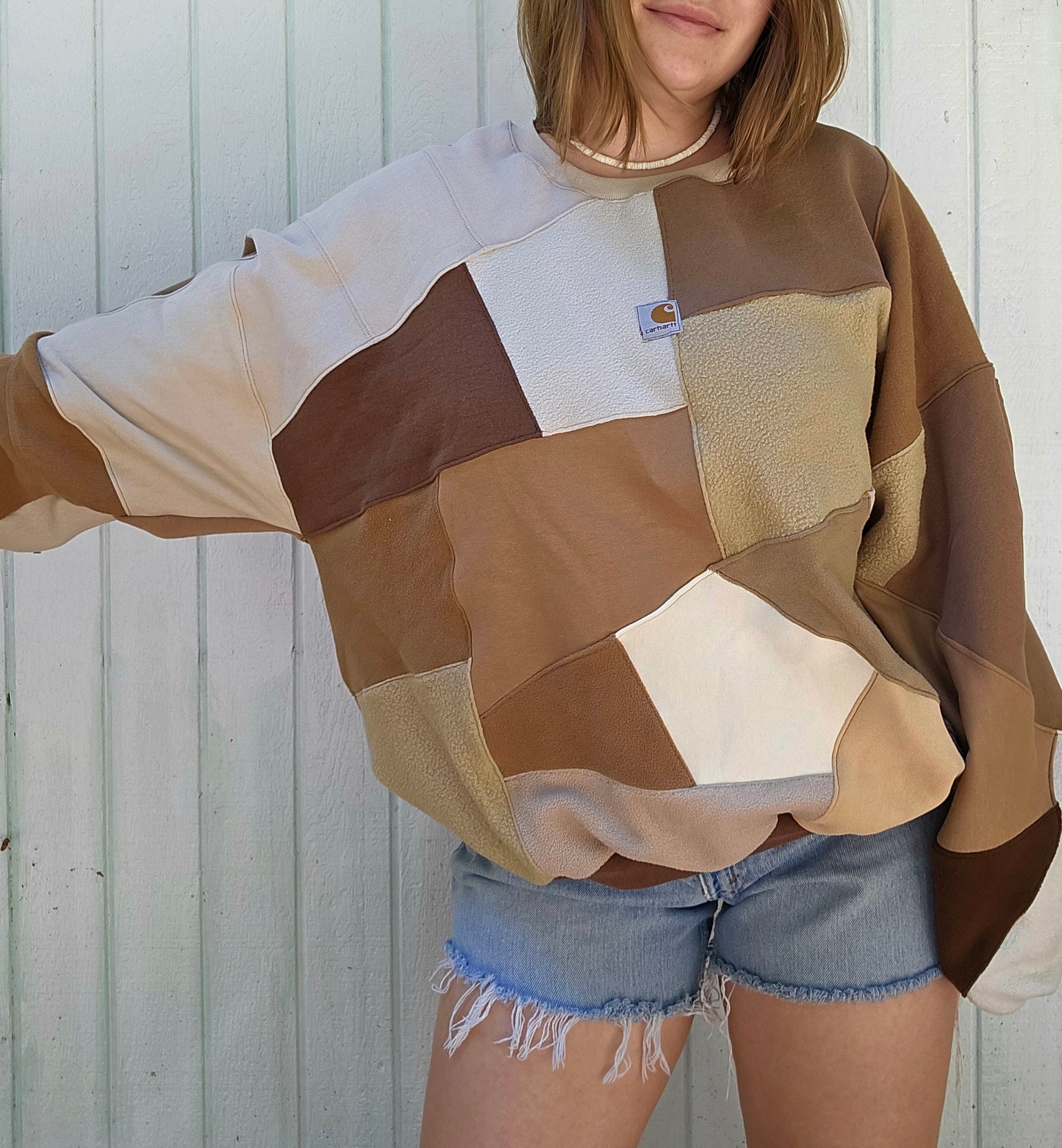 Tan stained glass crewneck