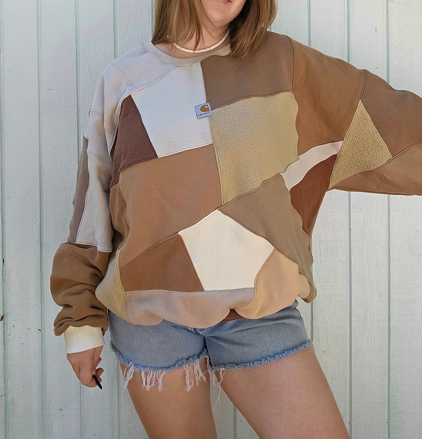 Tan stained glass crewneck