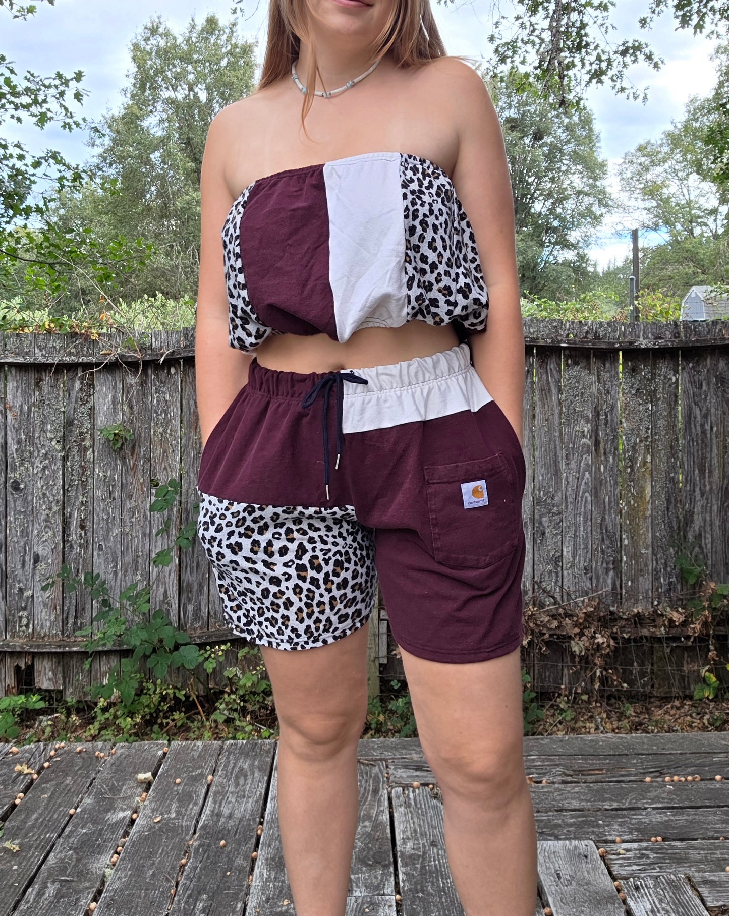 Burgandy short T set (xl)