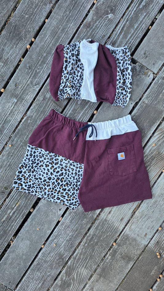 Burgandy short T set (xl)