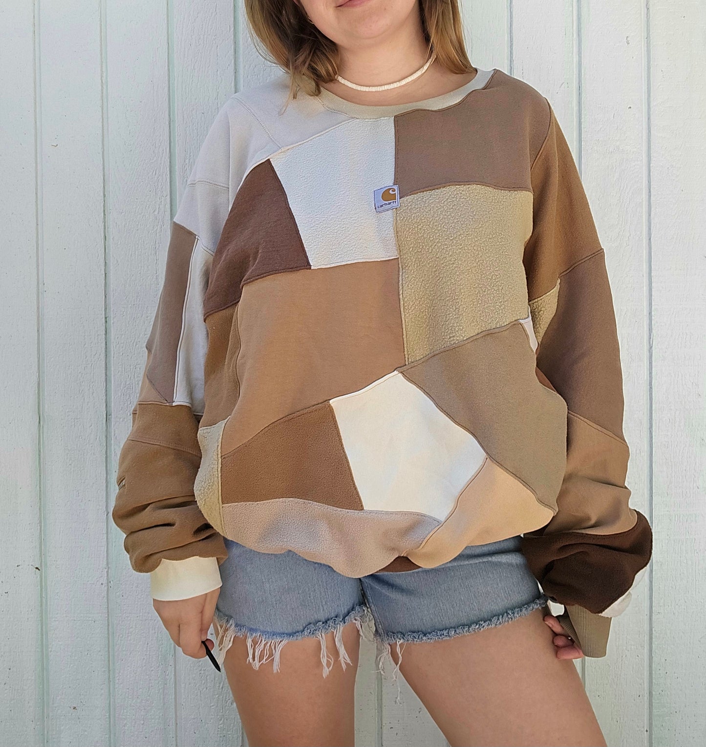 Tan stained glass crewneck